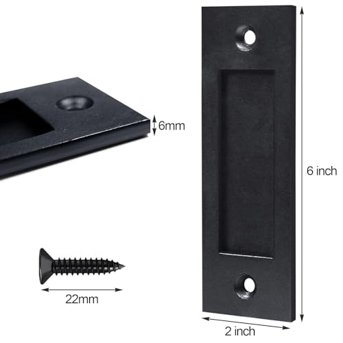 Matte Black Pocket Sliding Barn Door Handle Set (2" x 6")