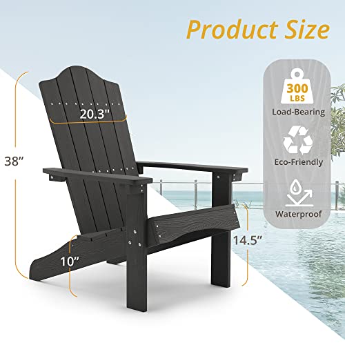 LUE BONA Set of 4 Black Weather-Resistant Adirondack Chairs