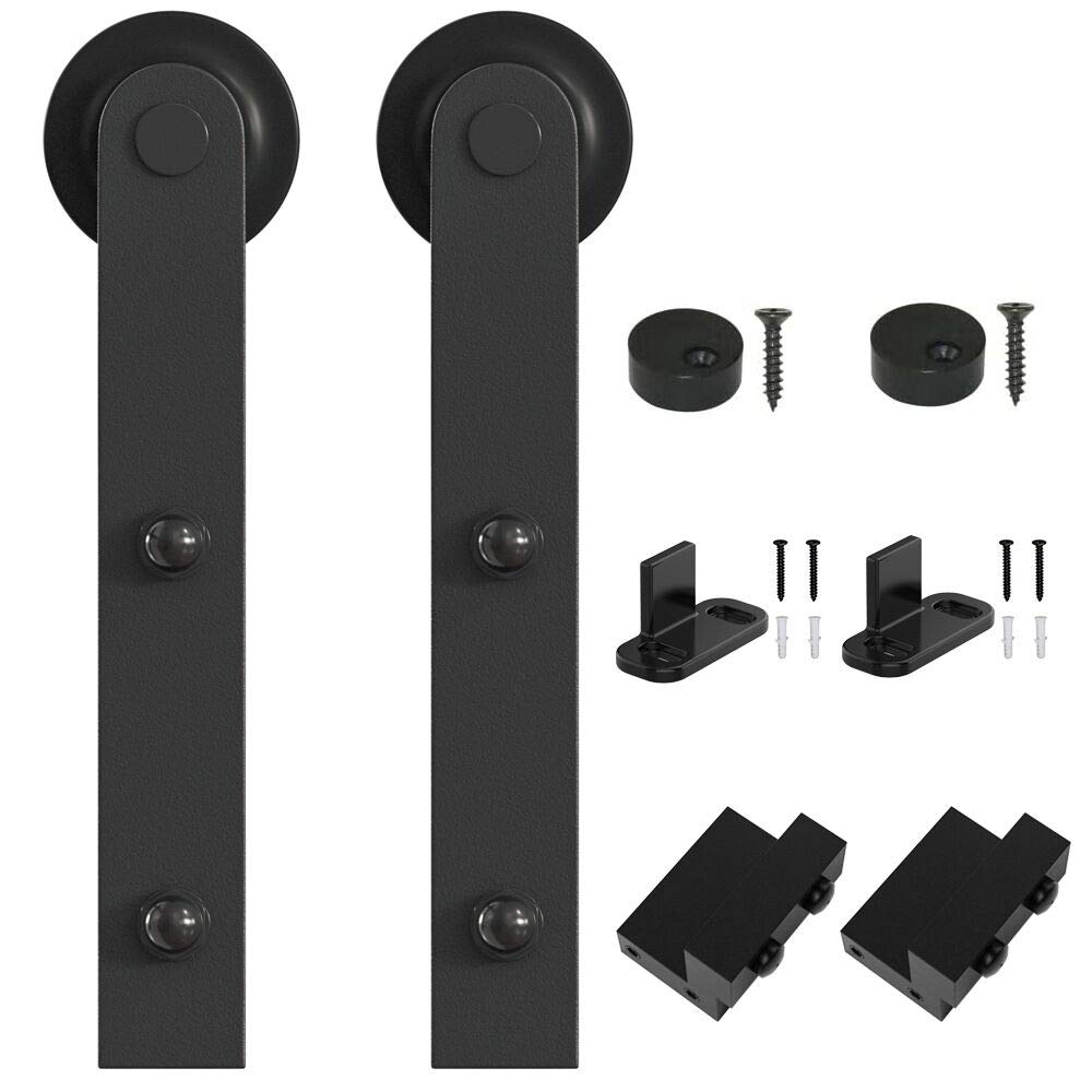 WINSOON Black I-Shape Sliding Barn Door Hardware Kit (Various Track Lengths)