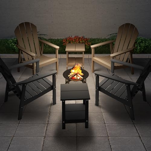 Weather-Resistant HDPE Adirondack Chair Set - Black, 4-Pack