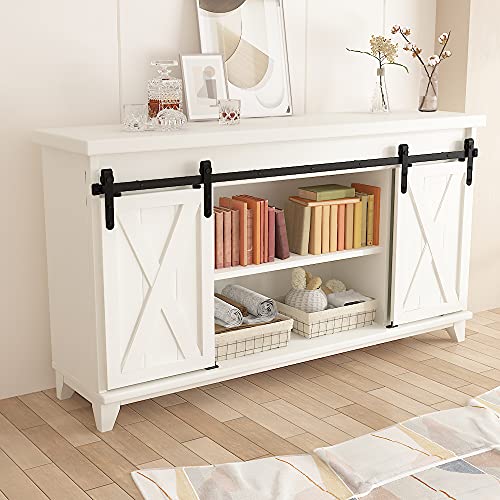 4ft Double Sliding Barn Door Hardware Kit for Cabinets and TV Stands