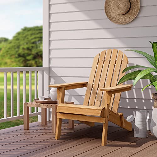Topeakmart Weather-Resistant Honey Brown Folding Adirondack Chair Set