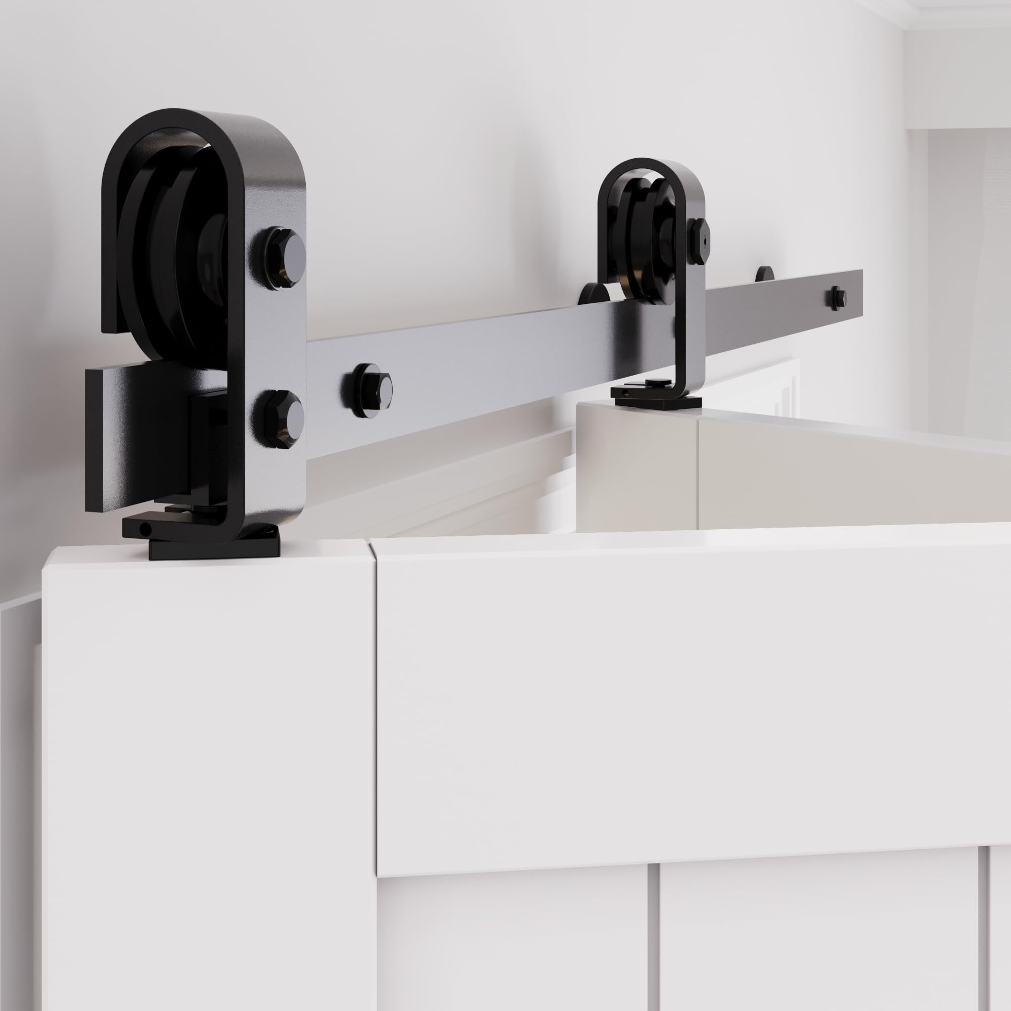 Black Bifold Barn Door Hardware Kit for 50 Closet Doors