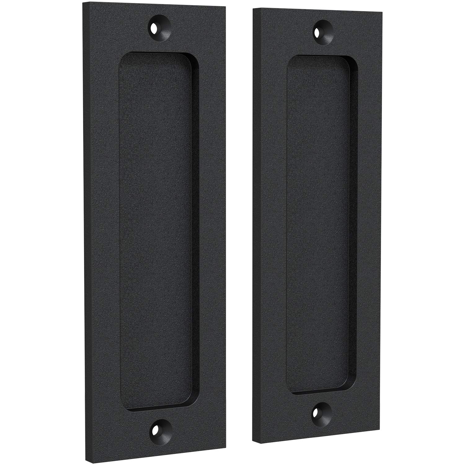 Farmhouse Rustic 6-Finger Flush Pulls, Matte Black, 2 Pack