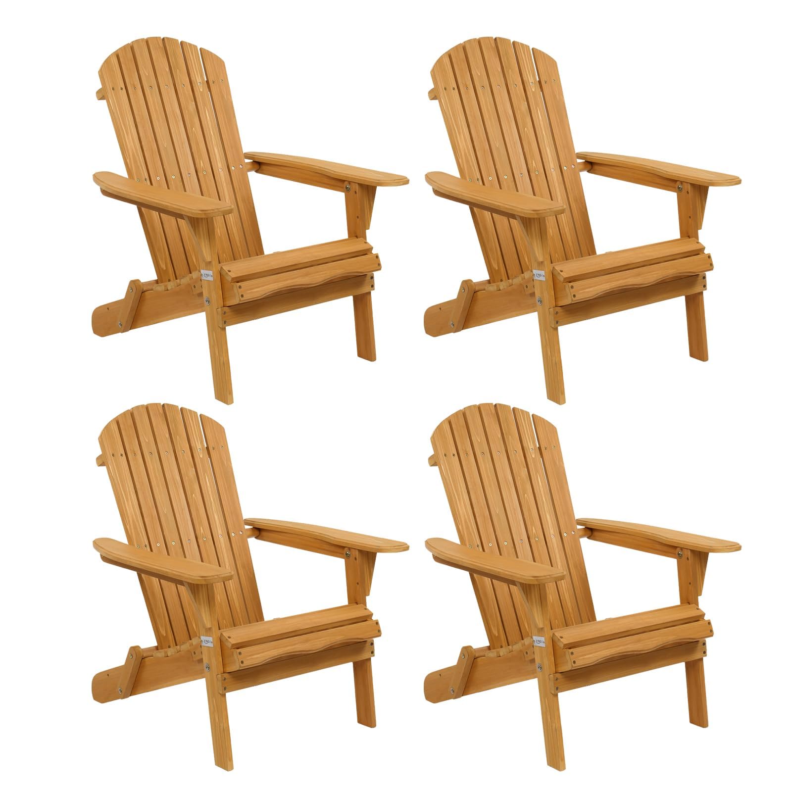 VINGLI Set of 4 Weather-Resistant Adirondack Chairs for Lawn and Fire Pit