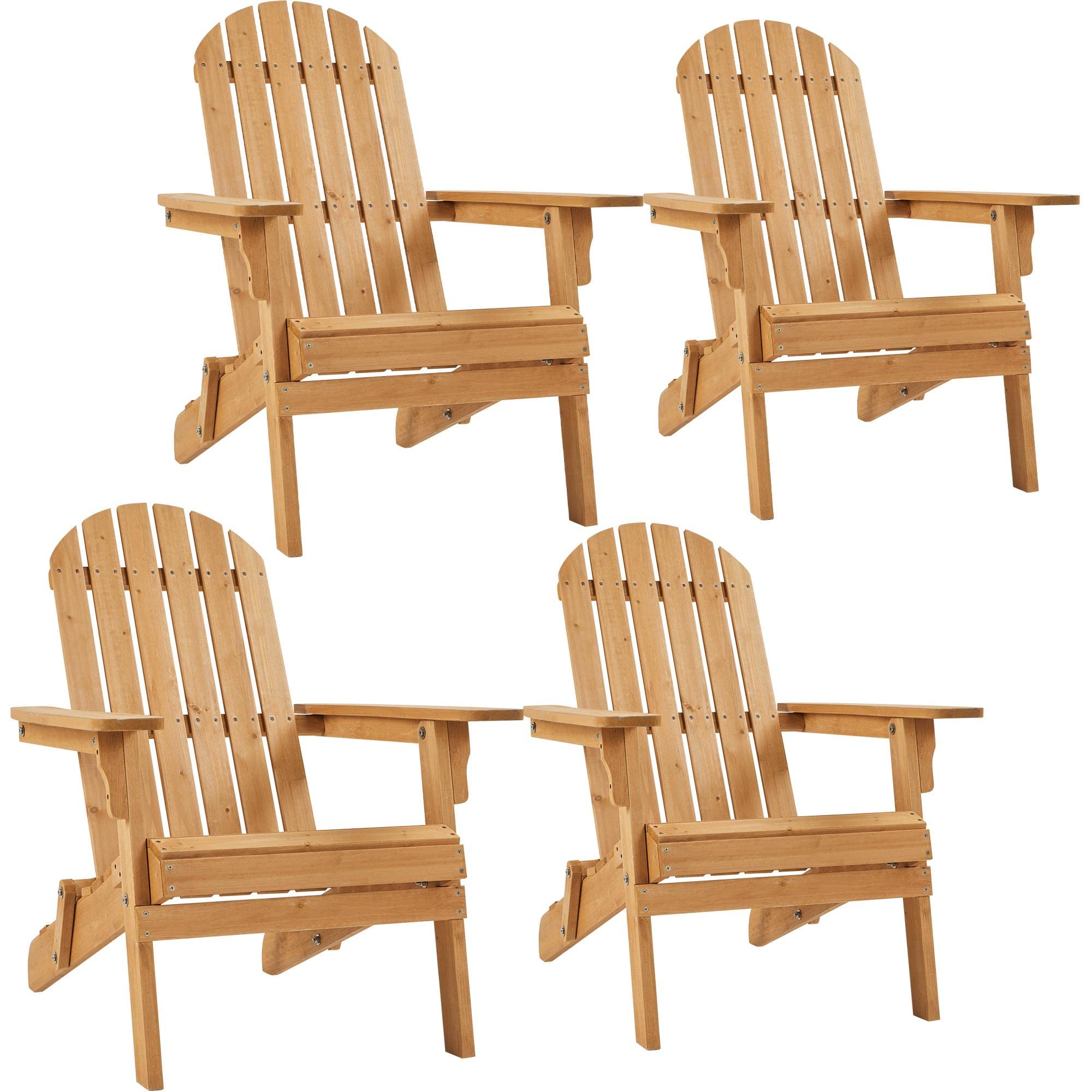 Topeakmart Weather-Resistant Honey Brown Folding Adirondack Chair Set