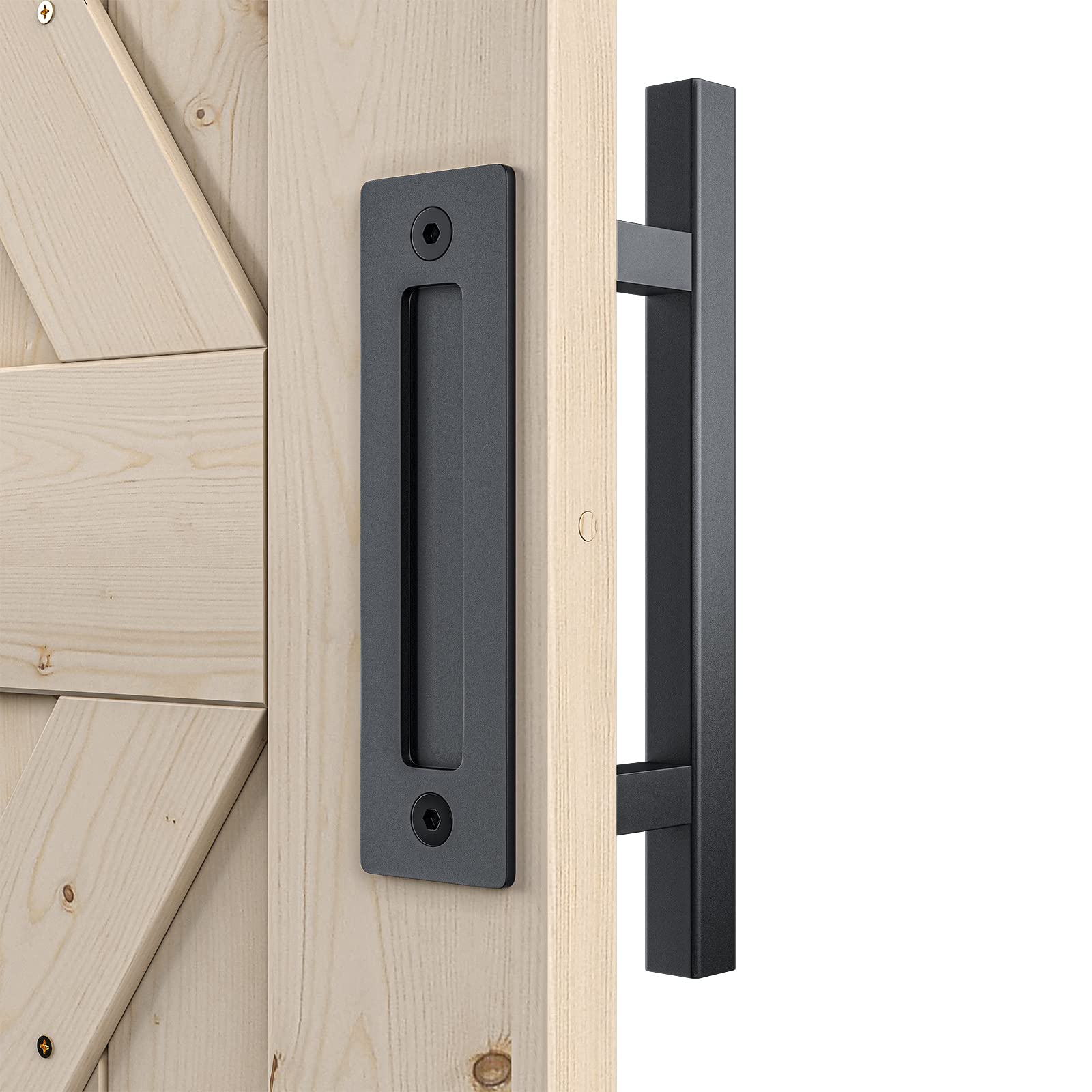 Black Rustic Heavy Duty 12-Piece Barn Door Handle Set